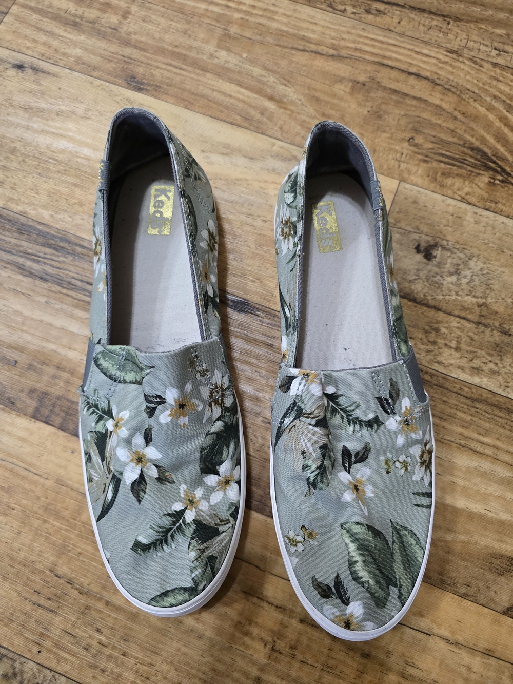 Keds Floral Slip-On Sneakers in Sage Green